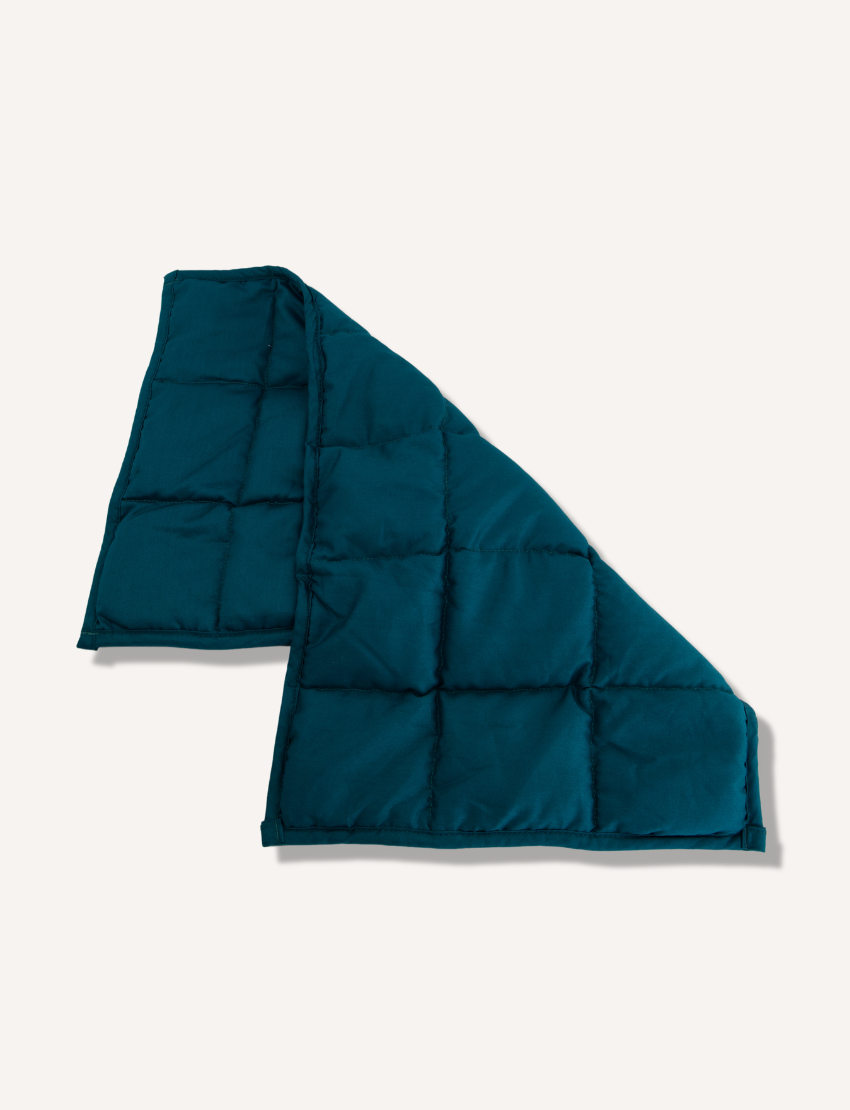 Two teal Weighted Lap Pads from The Play Way provide deep pressure and sensory input for calming relaxation at home or school.