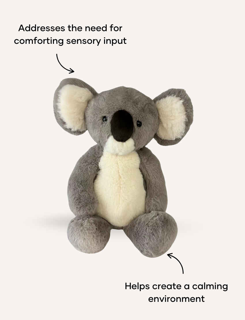 Sensory Play Australia's Weighted Koala, a therapist-designed plush toy with heartbeat for sensory regulation and comfort.