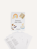 Detailed Sensory Play Cards by The Play Way, fanned out to reveal instructions for interactive sensory regulation activities for kids.