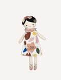 Plush doll 'Mei Mei' wearing a colorful floral dress with ballet shoes
