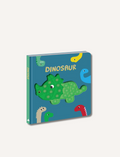 Children's pop-it book with a green triceratops toy on the cover, titled