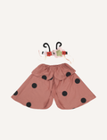 Ladybug dress-up costume with polka dot wings and floral headband with antennae.