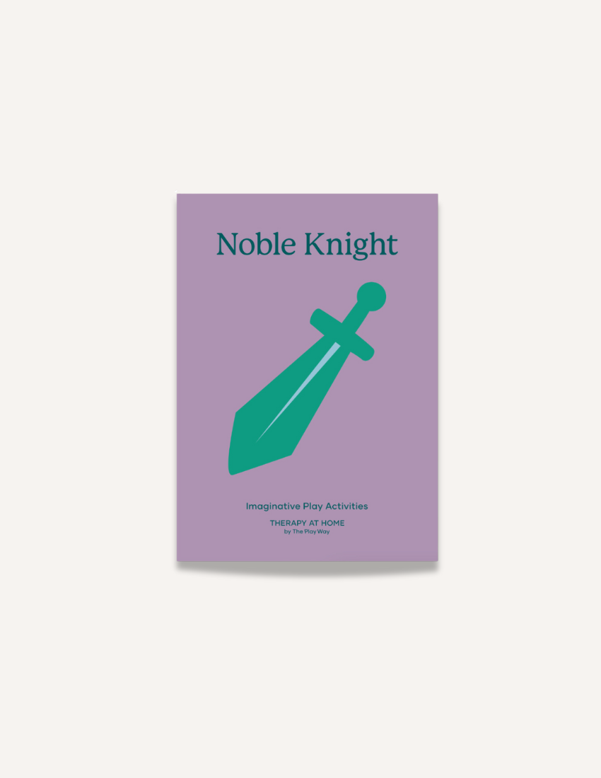 Activity book cover 'Noble Knight' with a green sword illustration on a purple background.
