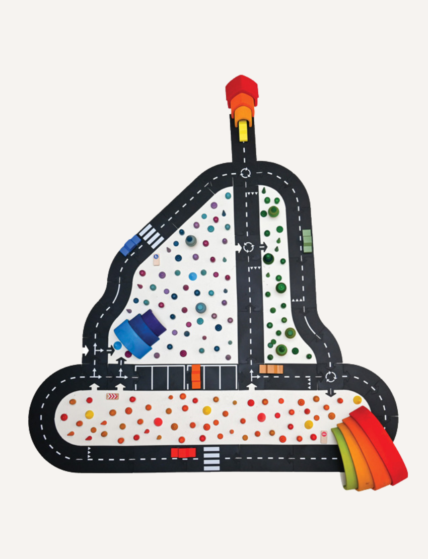 Colorful Way to Play 'Carnival' road toy set with many pieces and cars. Interactive play mat for imaginative adventures.