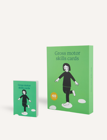 Sensory Play Australia Gross Motor Skills Cards set and box, in vibrant green, designed for children's physical skill development.