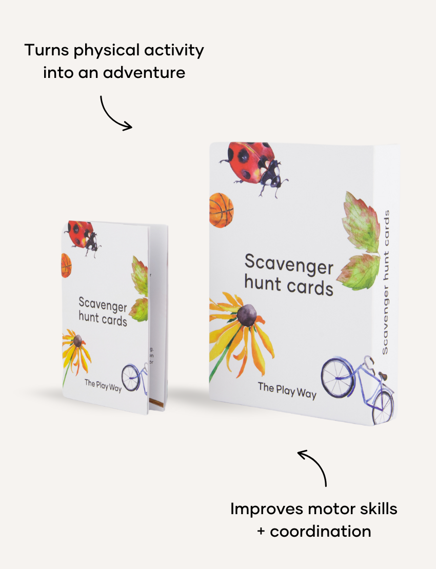 Sensory Play Australia Scavenger Hunt Cards, highlighted as turning physical activity into an adventure and improving children's motor skills and coordination.