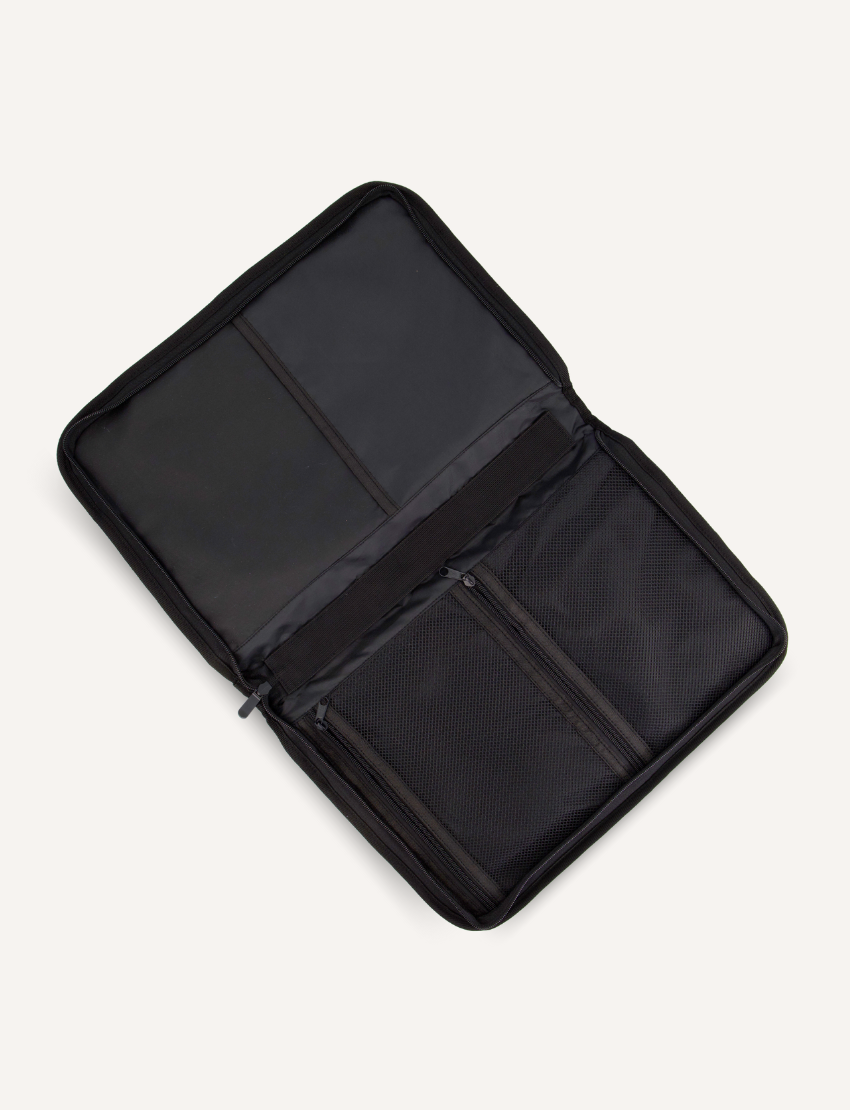 The Play Way Compendium, a closed black fabric bag with the logo, designed for organizing writing tools to support fine motor skills.