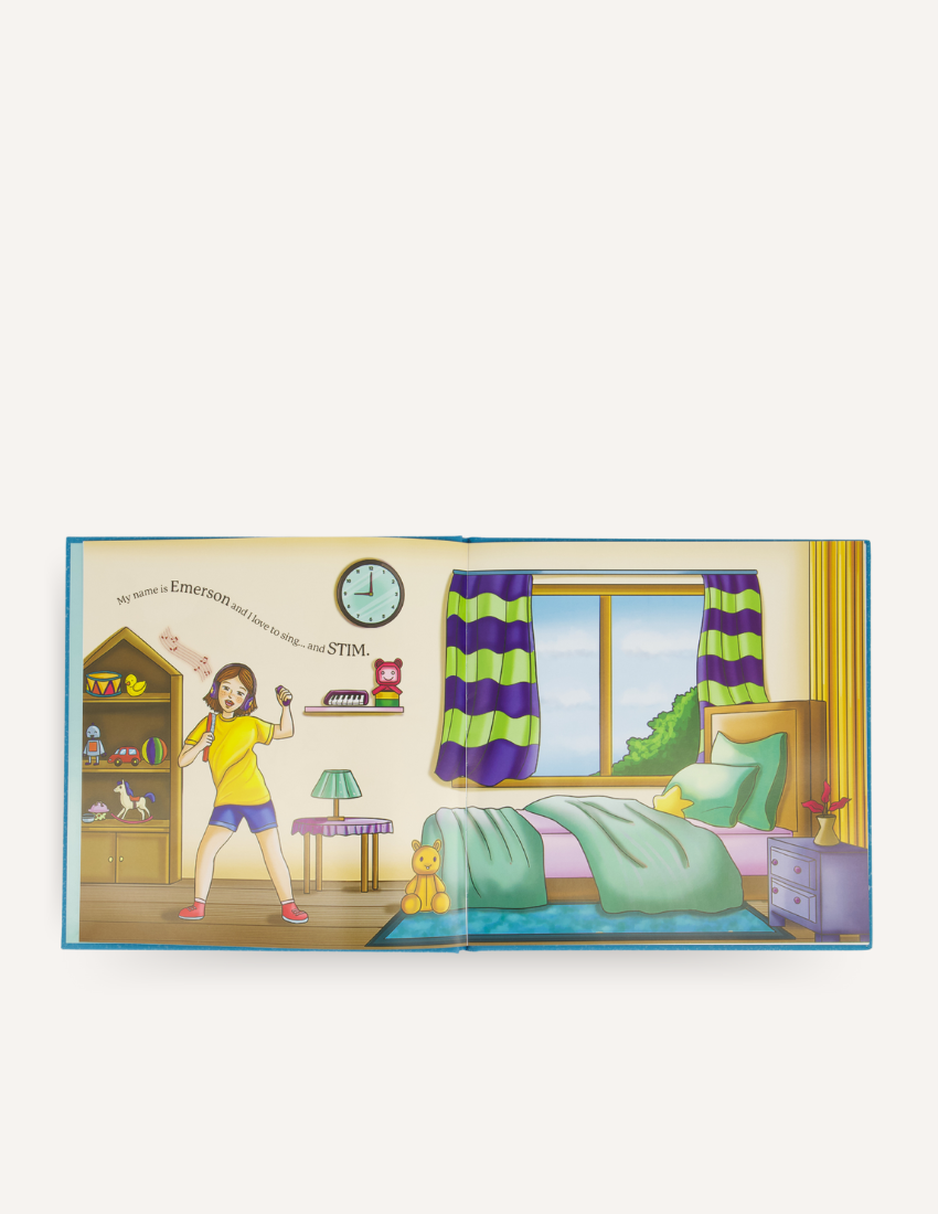 Stims, School & Me Storybook cover from Sensory Play Australia, illustrating effective stims for sensory and emotional regulation at school. This 28-page book helps kids aged 1-12.