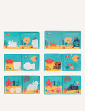 Six open Janod water play books showcasing various underwater scenes with friendly sea animals and treasure chests.
