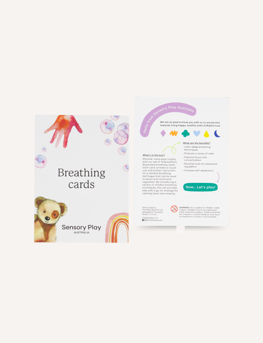The Play Way Breathing Cards from the Regulation Kit teach mindful breathing strategies, fostering calm, emotional regulation, and self-awareness in children.