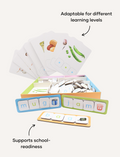 Sensory Play Australia's CVC Word Builders Game with tiles and cards, ideal for building essential literacy and school readiness skills.