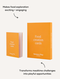 Sensory Play Australia Food Creation Card Set: orange box and booklet. Therapist-designed for playful food exploration.