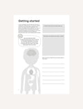 Getting started page for 'Body Clues' workbook with body anatomy prompts and activities.