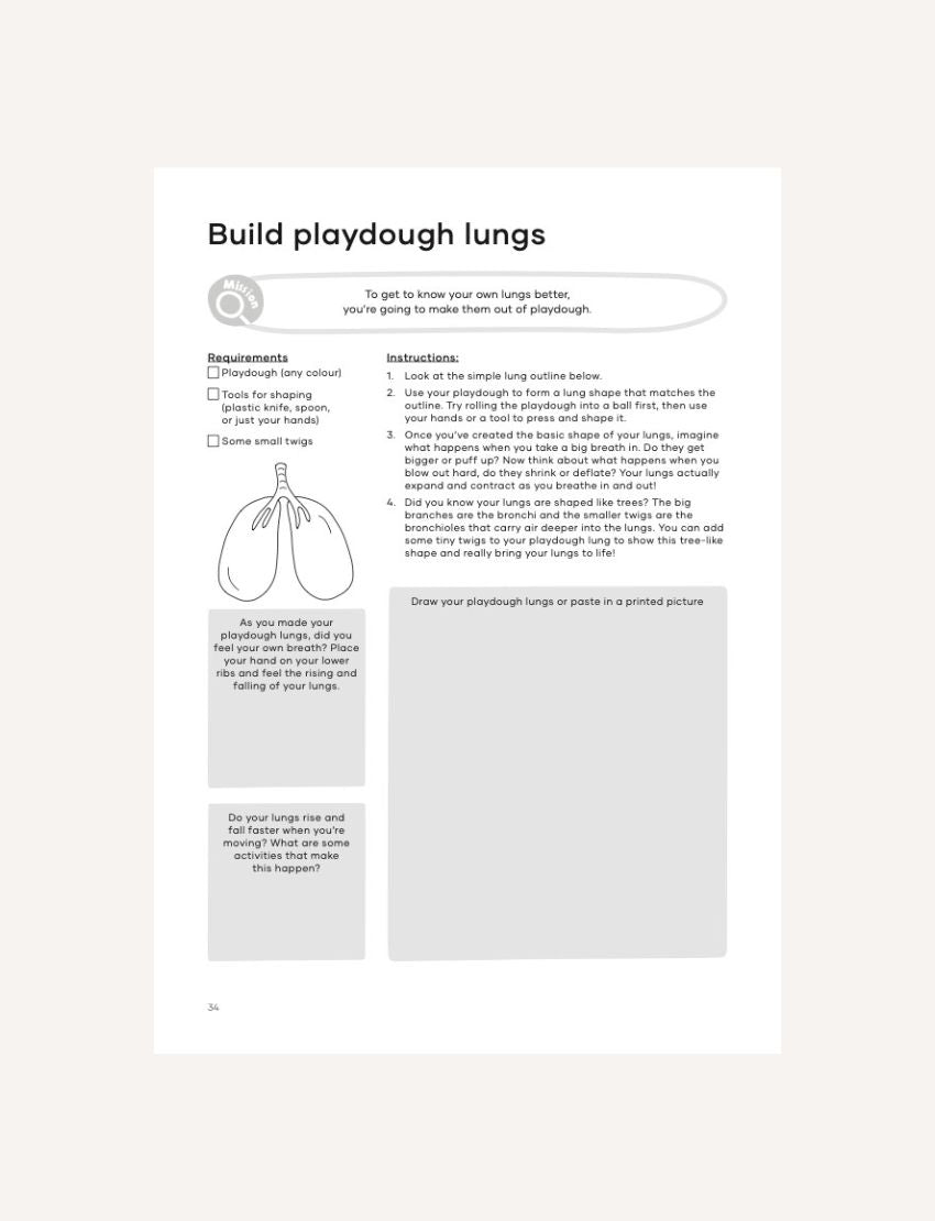 Build playdough lungs activity page with instructions and prompts about breathing.
