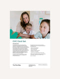 CVC Card Set introduction: Parents and children engaging with learning cards.