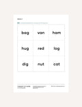 CVC Bingo Game 1: A 3x3 grid with CVC words for a bingo game.