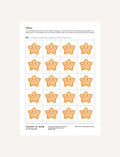 CVC Bingo Tokens: Printable star-shaped tokens for a CVC Bingo game.