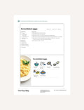 Scrambled Eggs recipe card with ingredients, instructions, and step-by-step illustrations.