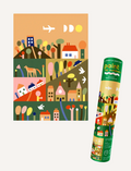 The Play Way Kids' Paint by Numbers Kit with 'Townscape' artwork, paints, and a rolled canvas for creative fun.
