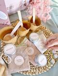 Poppy & Daisy 'Mineral Makeup' DIY kit: clay powders, shimmer, oils, wooden spoons, paper cups.