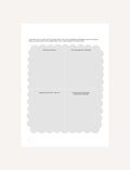Workbook page with a scalloped border, for planning strategies, organizational tasks, and time management.