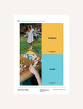Verb Cards: 'Balance' with a child balancing and 'Build' with hands stacking blocks.
