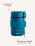 The Play Way Lunch Buddy insulated food jar with a leak-proof lid and silicone grip, ideal for on-the-go eating.