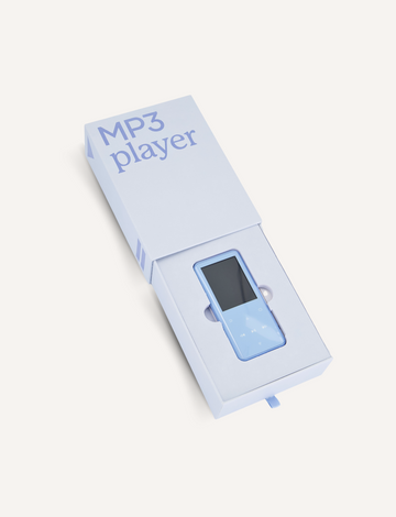 Two identical blue Sensory Play Mindful MP3 Players are displayed; one with the screen showing "Sensory Play Australia" and the other revealing the back, which bears the same text. These devices feature various control buttons below the screen and a "RESET" button on the back, making them perfect for calming meditation tracks.