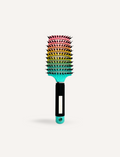 Introducing the Sensory Hair Brush - Rainbow from Sensory Play Australia, featuring a stunning gradient design that transitions beautifully from pink to turquoise. The sleek black handle includes a small label space, while its uniformly arranged bristles ensure an enjoyable hair care routine. Presented against a plain white background, this brush provides a delightful multi-sensory experience.