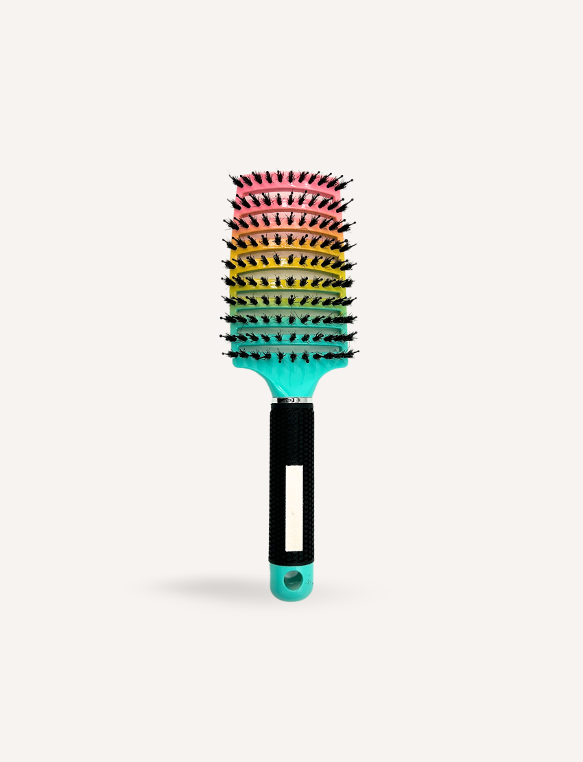 A therapist-designed rainbow sensory hair brush from Sensory Play Australia, transforming hair care into a calming, multi-sensory experience for all ages.