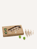 Image of a small, wooden bowling set perfect for tabletop ten-pin bowling. The Milaniwood 