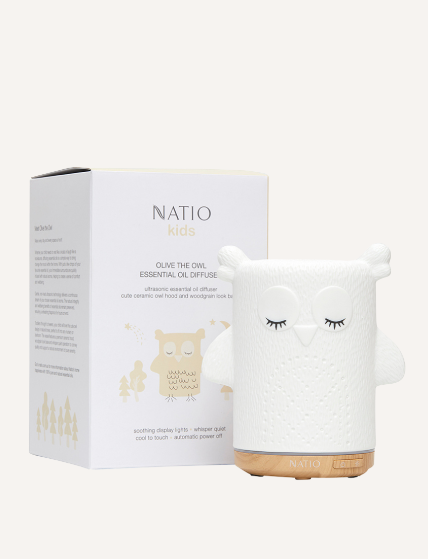 The Kids Essential Oil Blend by Natio is perfect for massage and bath, and also works wonders in an essential oil diffuser to create a supportive scent.