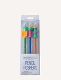 A clear plastic package contains four vibrant Pencil Pushers, specially crafted for sensory engagement and fidgeting enjoyment. Branded under 