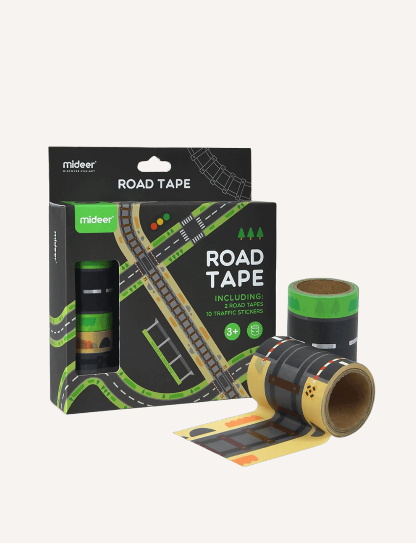 Mideer Road Tape toy kit with road stickers and traffic signs, perfect for creative play.