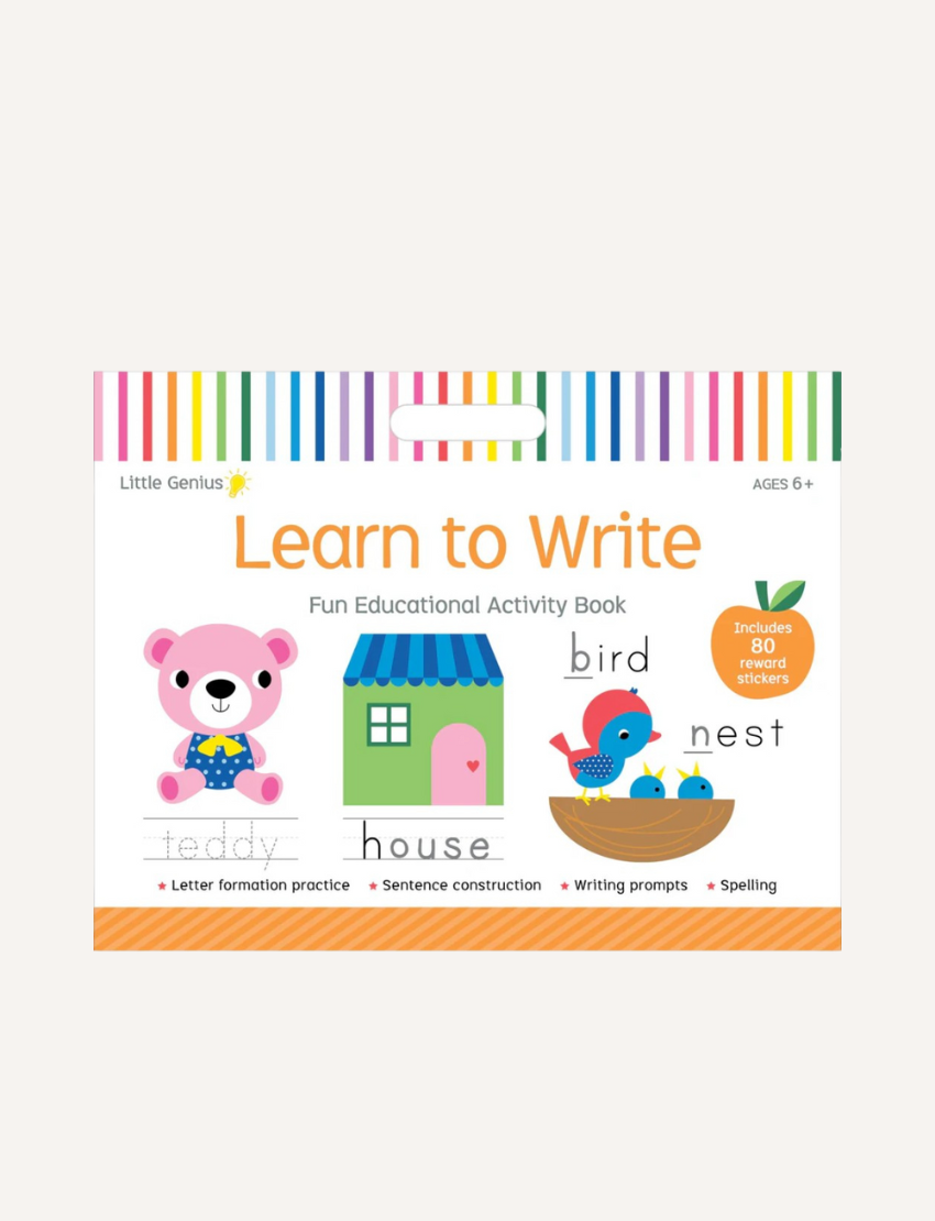 Cover of the Little Genius 'Learn to Write' Fun Educational Activity Book.
