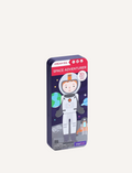 The mierEdu Magnetic Puzzle Box is a space-themed playset with a case featuring an illustrated astronaut and space backdrop, including magnetic puzzles of astronaut pieces, character outfits, and accessories to inspire creativity and brain development.