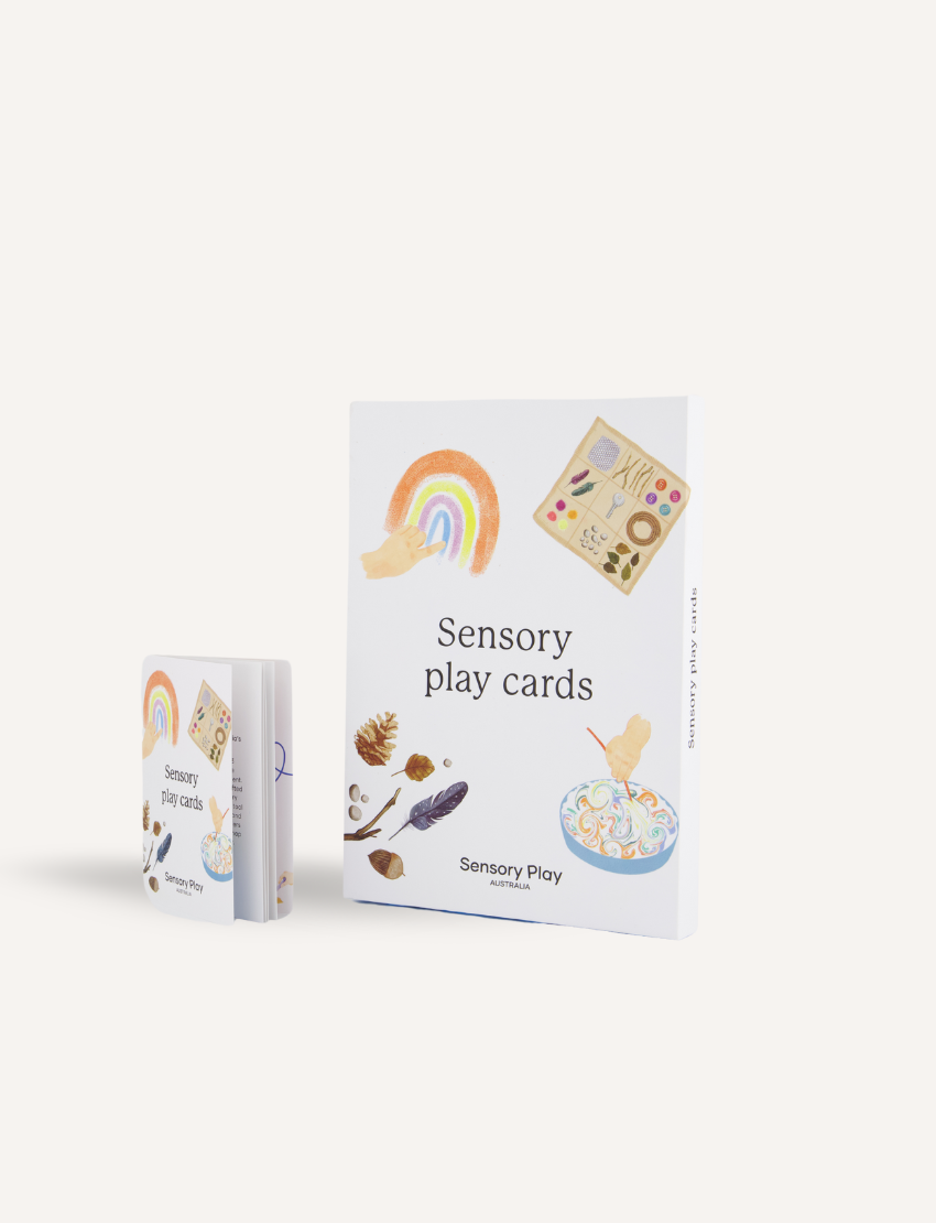 Sensory Play Australia's Sensory Play Card Set boxes, for exploring and regulating sensory experiences and emotions.