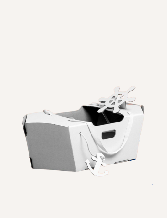 The Family Les Petite Artistes Imagination Bundle by Les Petite Artistes includes a cardboard playhouse with a front door and scalloped roof, complemented by a cardboard airplane and unicorn head for imaginative fun. These fold-and-flap designs inspire creativity without needing paint or intricate details.