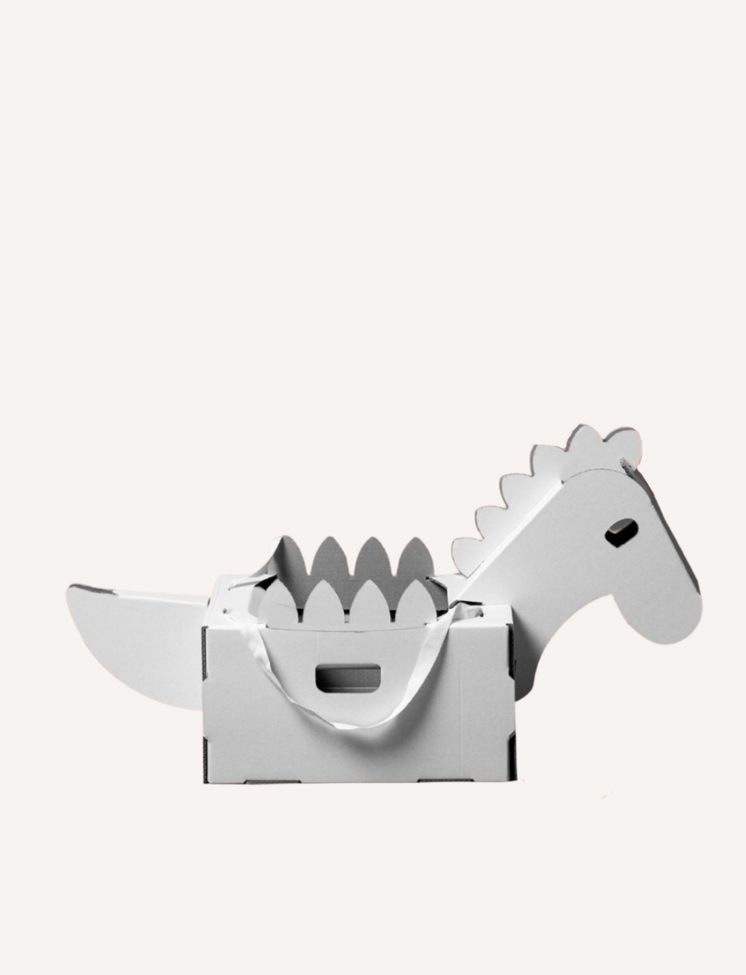 The Play Way DIY cardboard dinosaur costume, a wearable creation from the Little Artist Creative Bundle, for imaginative dress-up.