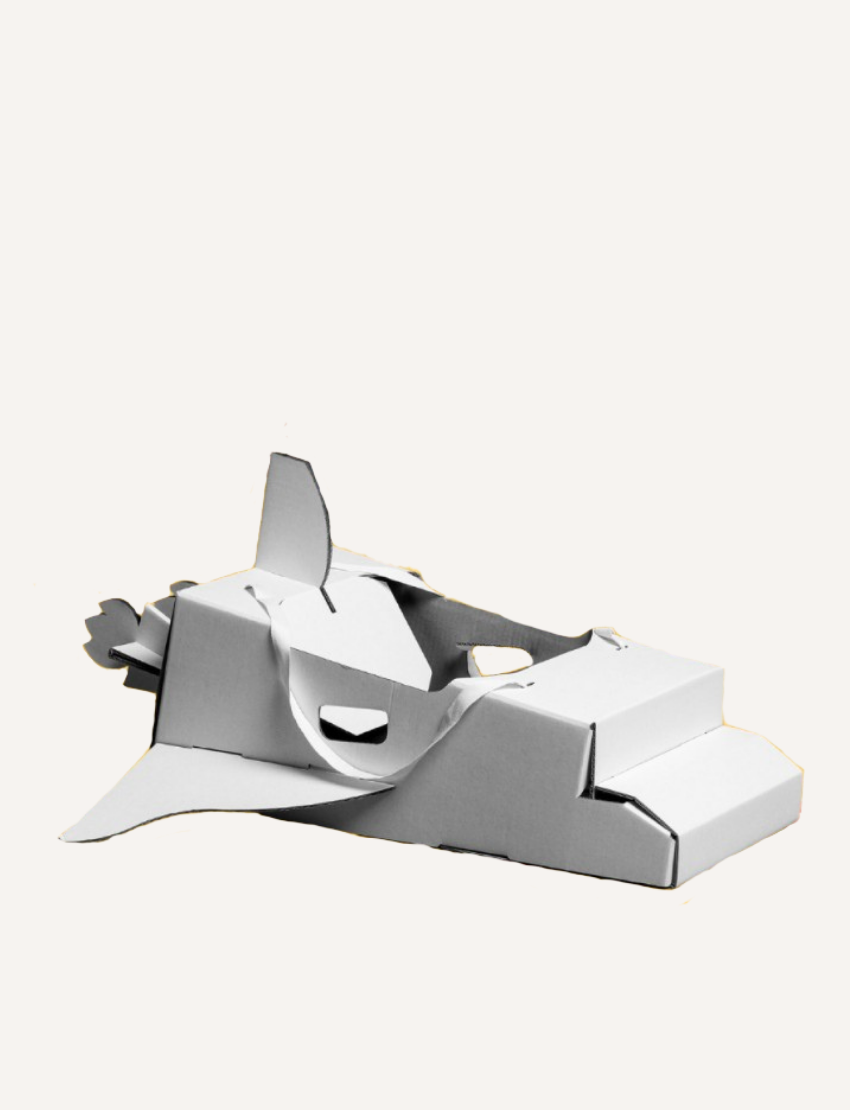 DIY cardboard rocket costume for kids, a creative craft project for imaginative space adventures.