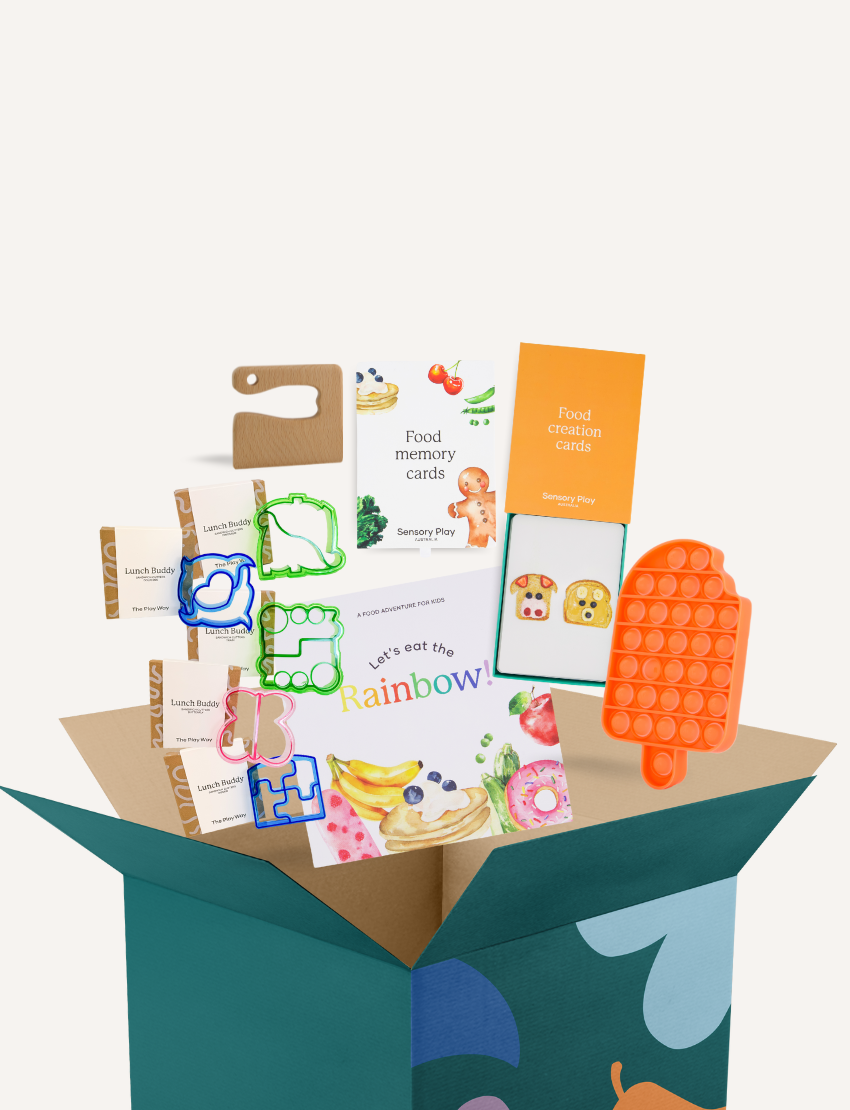 The Play Way Make Food Fun Kit with engaging, therapist-designed tools and cards, fostering playful food exploration and positive mealtime habits.