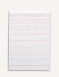 The Sky, Grass, Dirt Writing Pad - A4 by Sensory Play Australia features a light blue cover with abstract dark blue wavy lines. Ideal for handwriting practice.