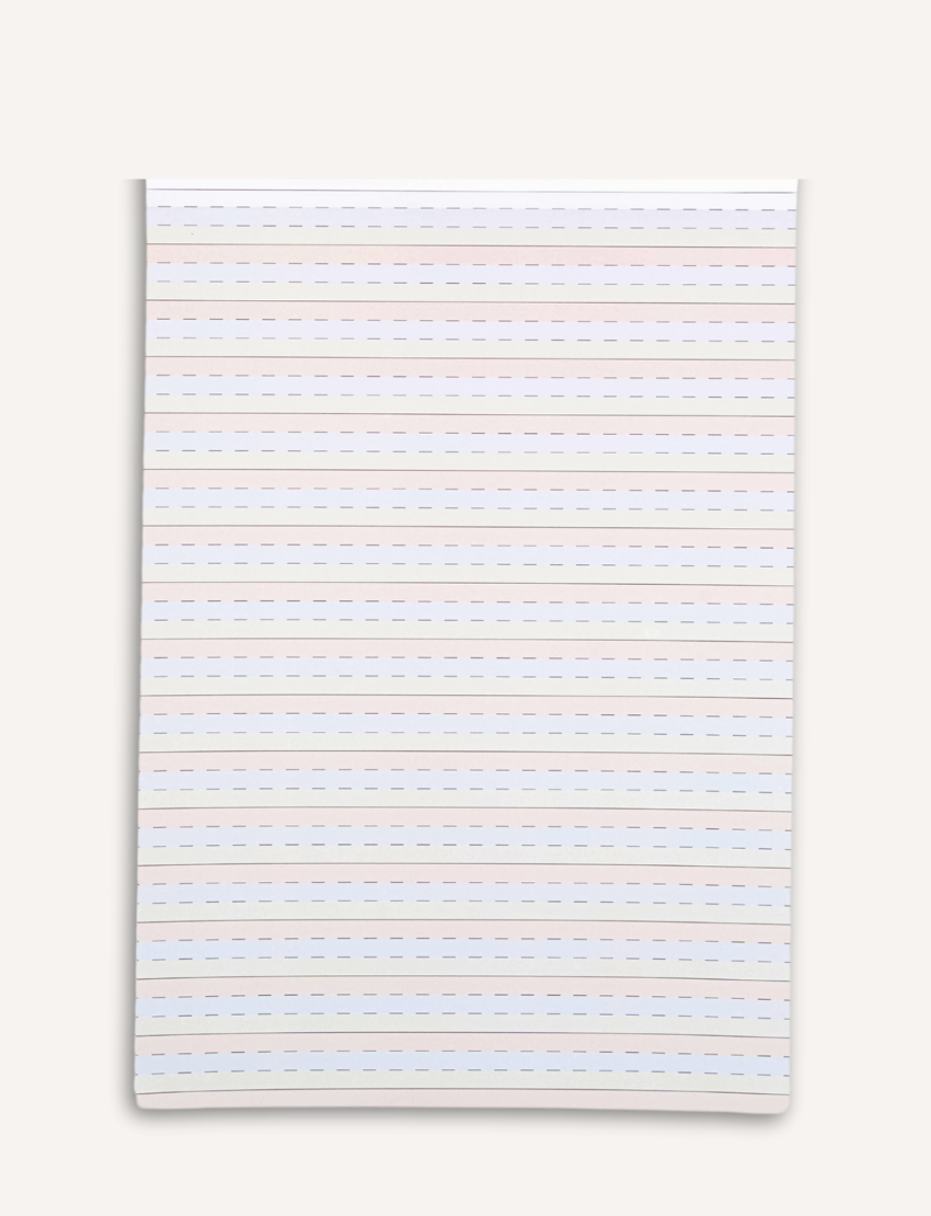 The Sky, Grass, Dirt Writing Pad - A4 by Sensory Play Australia features a light blue cover with abstract dark blue wavy lines. Ideal for handwriting practice.