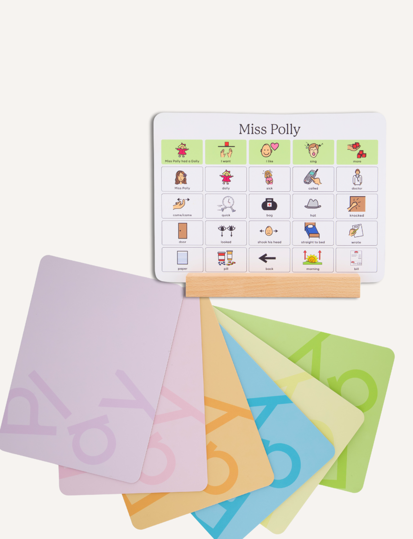 A white rectangular box features "ALD Song Boards" and "Sensory Play Australia" in gray. Ideal for vocabulary development, it aids language learning, shown upright against a plain white background.