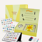 A product shot of the Routines Buddy Magnetic Planner Set, including its yellow box, visual schedule board, timer, sensory play icon cards, and markers. An educational tool for kids' daily routines.