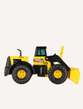 Introducing the Tonka Steel Front Loader, a yellow and black toy truck featuring large wheels, a front loader, and a sleek black cab. Perfectly crafted for children, it showcases the iconic 