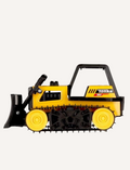 A yellow and black Tonka Steel Bulldozer with 