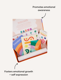 Sensory Play Australia Emotions Buddy Naming Feelings Set box open, showing emotion cards for emotional growth & self-expression.