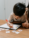 The Play Way's Self-Care Magnets feature a visual schedule for daily routines, organized for both morning and evening. Activities include brushing teeth, flossing teeth, washing hair, taking a morning bath, applying sunscreen, showering, and moisturizing with lotion. Each activity is accompanied by an illustration.