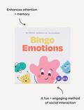 Bingo Emotions game box from Sensory Play Australia, a therapist developed game enhancing attention, memory, and social interaction.